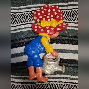 Plaster Boho Wall Decor Girl Watering Plants Hat Overalls Vintage Hand Painted